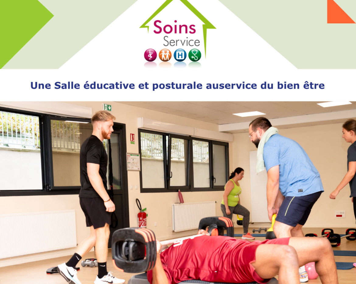 Publication présentant la salle éducative et posturale de la Fondation Soins Service. Mise a disposition pour favoriser le bien être des salariés.